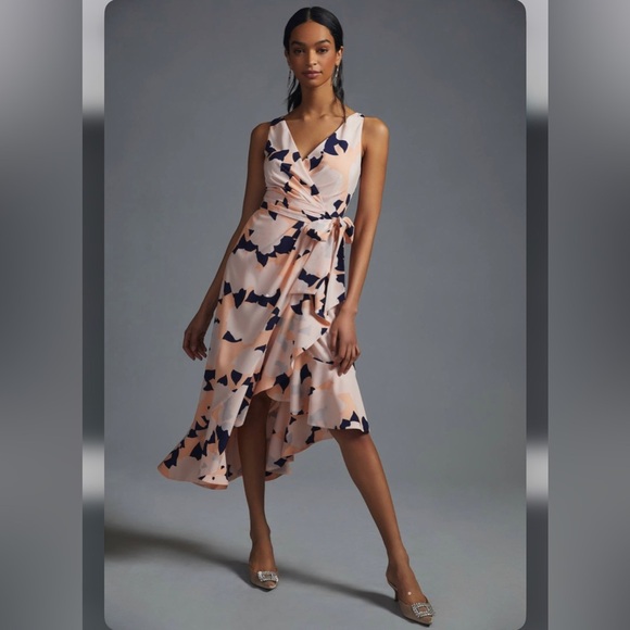 Anthropologie Hutch Asymmetrical Wrap Dress Womens Floral V-Neck Midi medium - Picture 1 of 9